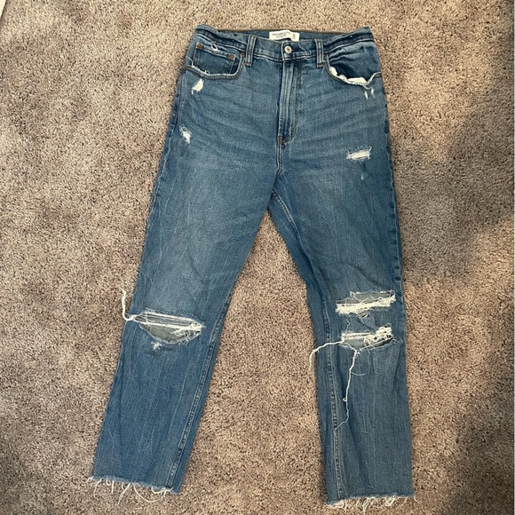 Abercrombie Curve Love High-rise Distressed Jeans - Picture 1 of 2
